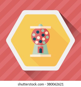 Gum ball Machine flat icon with long shadow,eps10