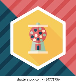 Gum ball Machine flat icon with long shadow,eps10