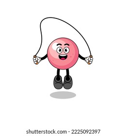 gum ball mascot cartoon is playing skipping rope , character design