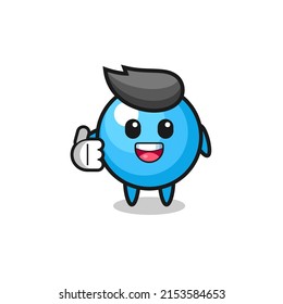 gum ball mascot doing thumbs up gesture , cute design