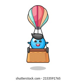 gum ball mascot riding a hot air balloon , cute design
