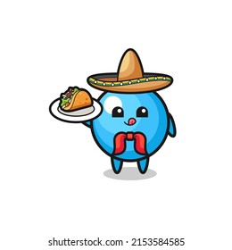 gum ball Mexican chef mascot holding a taco , cute design