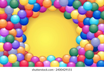 Gum balls background. Cartoon sweet colorful gumball, sugar candy and bubblegum balls for children room decoration, playful toy. Vector isolated banner of gum candy illustration