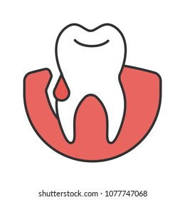 Gum Bleeding Color Icon. Gingivitis. Isolated Vector Illustration