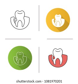 Gum Bleeding Icon. Gingivitis. Flat Design, Linear And Color Styles. Isolated Vector Illustrations