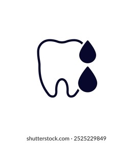Icono de sangrado de encías, dientes y gotas de sangre