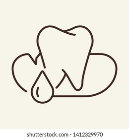 Gum Bleeding Line Icon. Tooth, Gum, Drop. Stomatology Concept. Vector Illustration Can Be Used For Topics Like Dentist, Oral Hygiene, Periodontal Disease