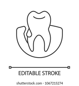 Gum Bleeding Linear Icon. Thin Line Illustration. Gingivitis. Contour Symbol. Vector Isolated Outline Drawing. Editable Stroke