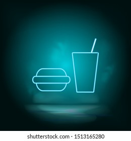 Gum burger, drink blue neon vector icon. Simple element illustration from map and navigation concept. Gum burger, drink blue neon vector icon. Real estate concept vector illustration.