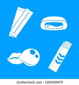 Gum chewing bubble icons set. Simple illustration of 4 gum chewing bubble vector icons for web