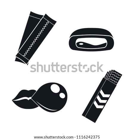 Gum chewing bubble icons set. Simple illustration of 4 gum chewing bubble vector icons for web