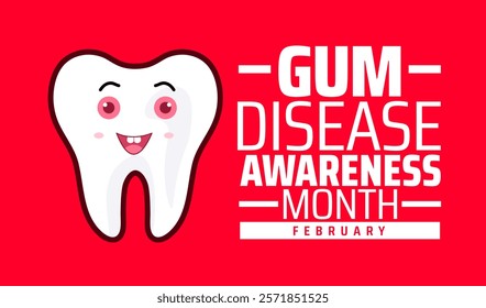 Gum Disease Awareness Month background banner or poster design template. observed every year in February. Holiday concept. Use to any Template, card, poster, placard, template.