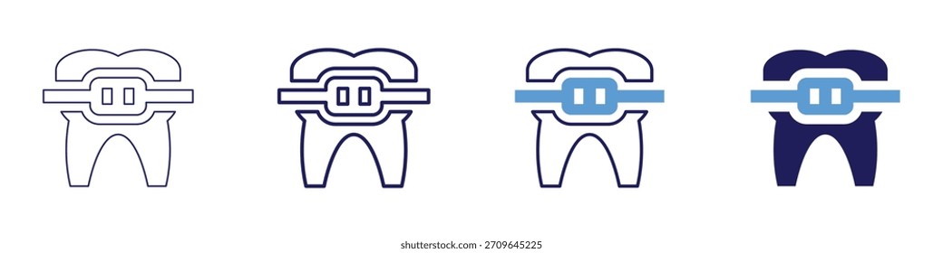 Icono de la enfermedad de las encías en 4 estilos diferentes. Línea delgada, línea, línea en negrita, duotono. Estilo duotono. Trazo editable.