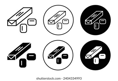 Icono De Goma. refresco bucal de azúcar dulce chicle para masticar. signo vectorial del paquete pegajoso de goma de mascar con sabor a menta de menta oral. caramelos de caña de menta natural o conjunto de vectores de goma. icono de azúcar de chicle