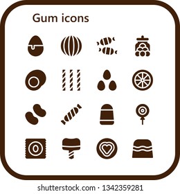 gum icon set. 16 filled gum icons.  Collection Of - Candy, Candy jar, Gummy, Candies, Dental implant