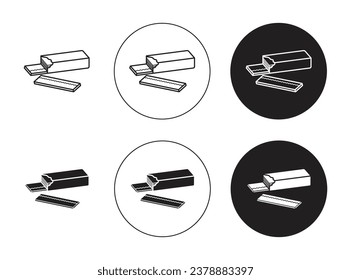 Gum icon set. bubble gum vector symbol. chewing chew gum sign in black filled and outlined style.