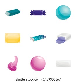 Gum icon set. Cartoon set of 9 gum vector icons for web design isolated on white background