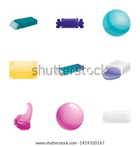 Gum icon set. Cartoon set of 9 gum vector icons for web design isolated on white background