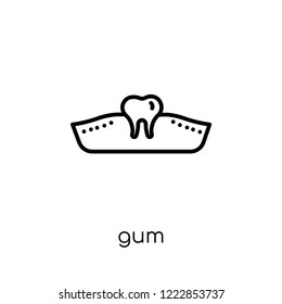 Gum icon. Trendy modern flat linear vector Gum icon on white background from thin line Dentist collection, editable outline stroke vector illustration