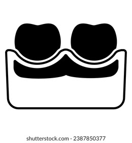 Kaugummi wird gebrannt feste Symbol, Körperschmerzkonzept, Zahnprobleme Parodontose Vektorzeichen auf weißem Hintergrund, Glyph-Stil Symbol für mobiles Konzept und Web-Design. Vektorgrafik