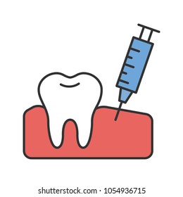 Gum injection color icon. Dental anesthesia. Isolated vector illustration