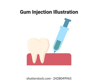 Gum injection flat illustration. Dentistry and orthodontics vector illustration. Dental clinic services, stomatology, dentistry, orthodontics, oral health care and hygiene vector.