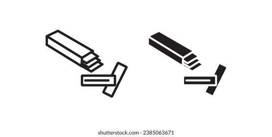 Gum line icon set. Bubble gum symbol for UI designs. In black color.