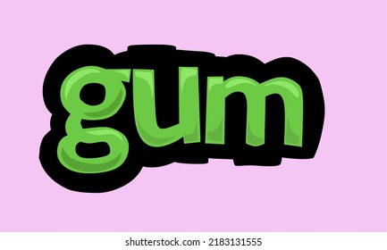 GUM writing vector design on pink background