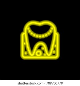 Gum yellow glowing neon ui ux icon. Glowing sign logo vector