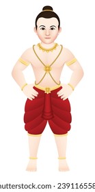Gumantong Thai lucky amulet, Child god isolated on white background. Graphic vector