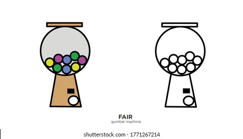 Gumbal machine vector illustration lineal color and filled design