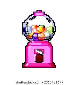 gumball bubblegum machine game pixel art retro vector. bit gumball bubblegum machine. old vintage illustration