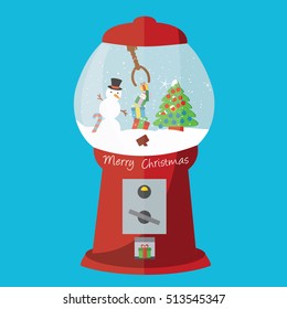 A gumball Claw & glass ball Christmas with elements illustration isolated in a light blue background