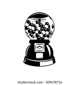 Gumball machine. Black and white. Vector illustration. Isolated On White Background