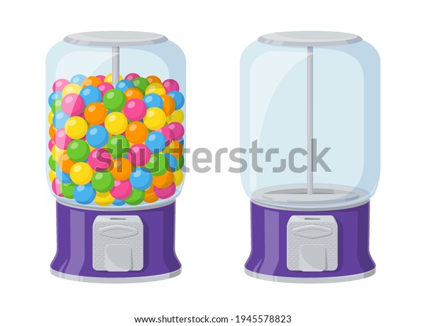 Gumball Machine Dispenser Colored Bubble Gums Stock Vector (Royalty ...