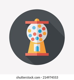 Gumball Machine flat icon with long shadow,eps10