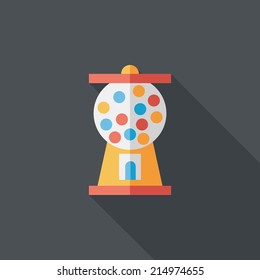 Gumball Machine flat icon with long shadow,eps10