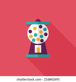 Gumball Machine flat icon with long shadow,eps10