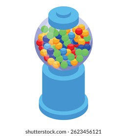 Gumball machine full of colorful candy and bubblegum, ready to dispense a sweet treat