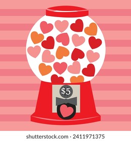 Gumball machine heart dispensing machine day of love