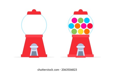Icono de la máquina Gumball vacío y lleno. Imagen de cliente aislada en fondo blanco