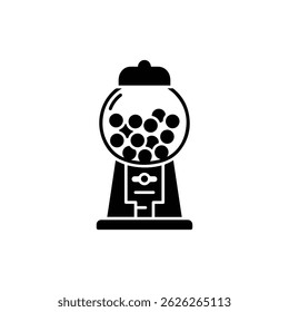 Gumball Machine with Round Top and Candy Icon in Black