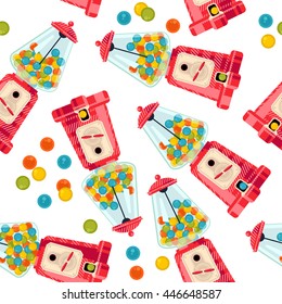 Gumball Machine. Seamless Background Pattern. Vector Illustration