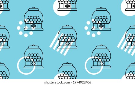 Gumball Machine Seamless Pattern. Vector Hand Drawn Illustration