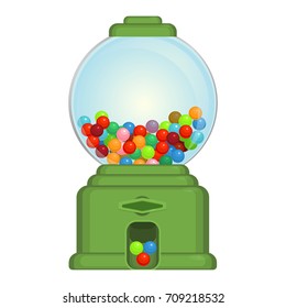 Gumball machine toy or commercial device, which dispenses round gumballs