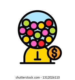 Gumball machine vector illustration, filled style icon editable outline