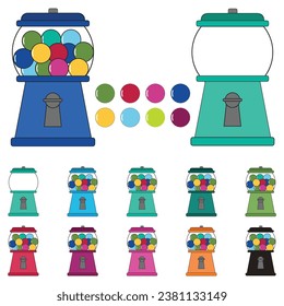 Gumball Machines Colorful Full Set Clipart