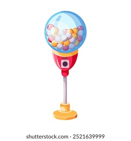 Máquina de venda automática gumball com esfera container ícone de cor plana. Vintage dispositivo para doces vendendo ilustração de objeto sobre fundo branco