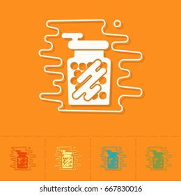 Gumballs in a Jar. Dessert Icon in Simple, Minimalistic and Modern Flat Design Style for Candy Shop. Colorful