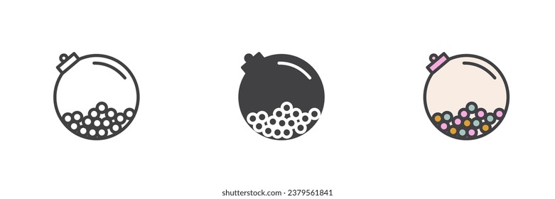 Juego de iconos de estilo diferente para el frasco de las paredes. Línea, glifo y contorno relleno versión colorida, contorno y signo vectorial relleno. Símbolo, ilustración del logotipo. Gráficos vectoriales